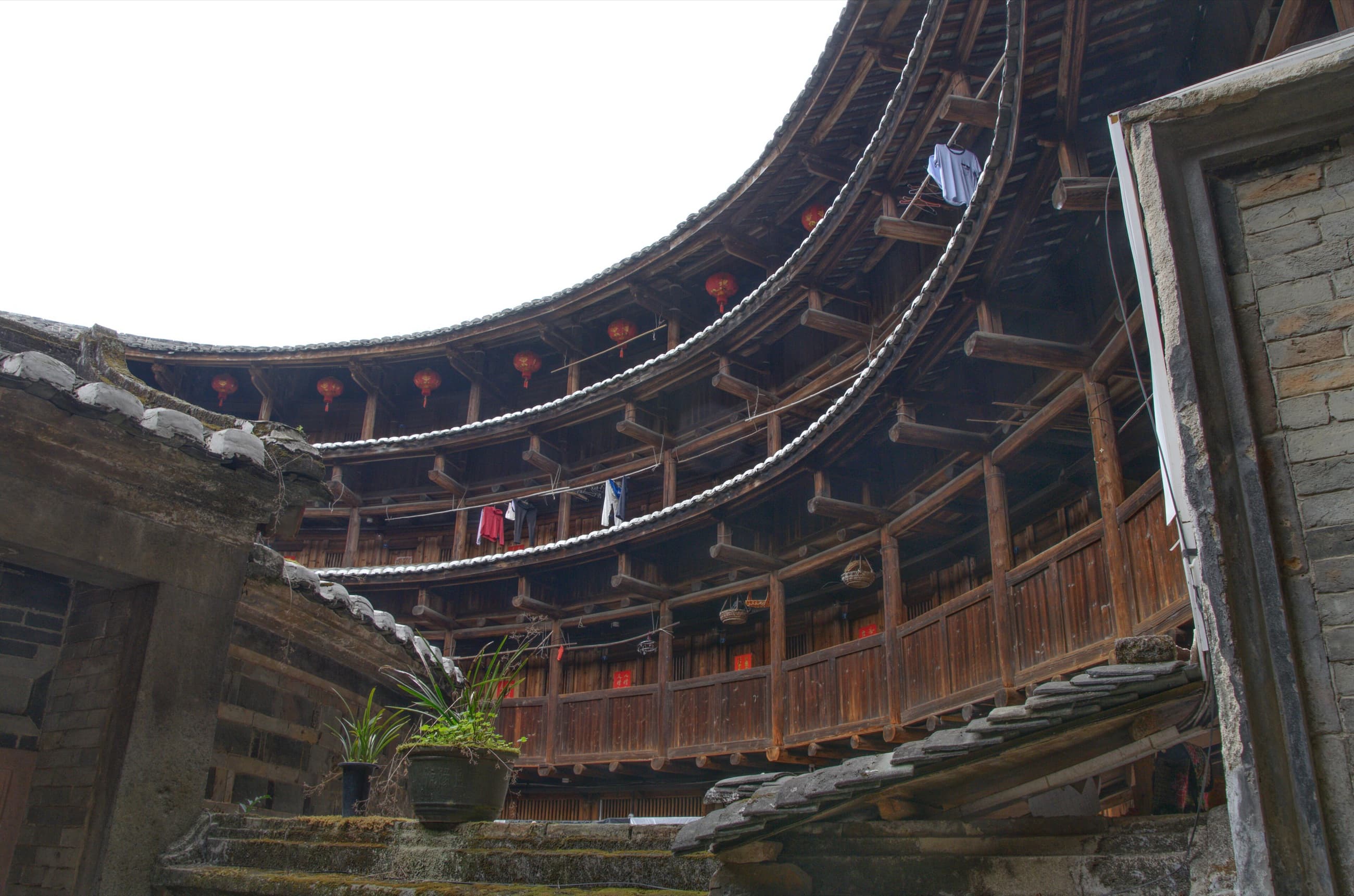 Interior courtyard and timber galleries of Huaiyuan Lou