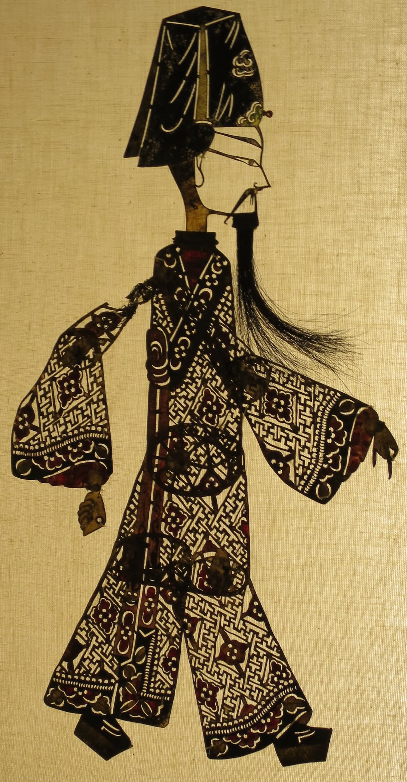 Nineteenth-century Shaanxi shadow puppet of an official