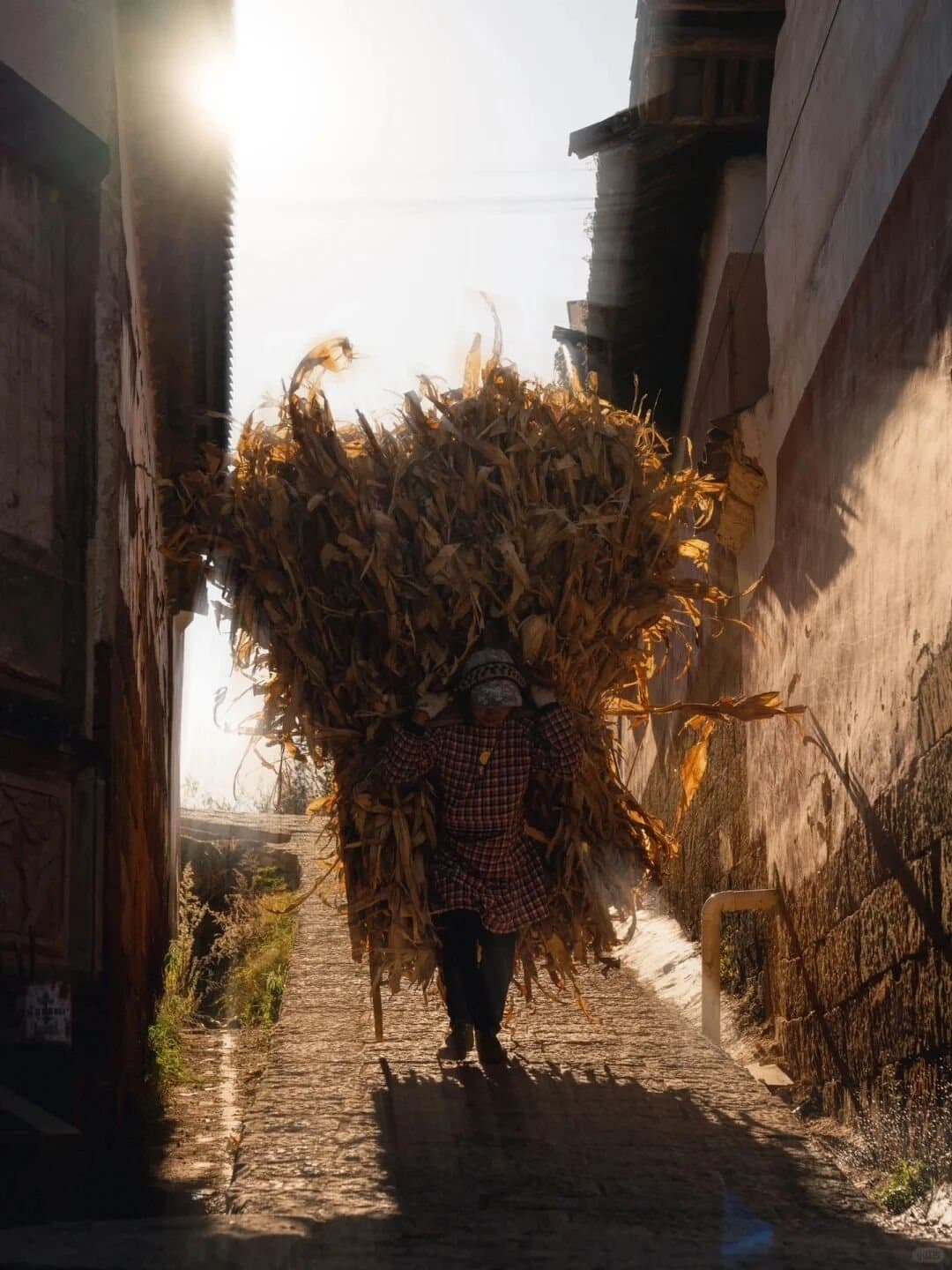 Shaxi Ancient Town — a narrow Shaxi lane in warm morning light