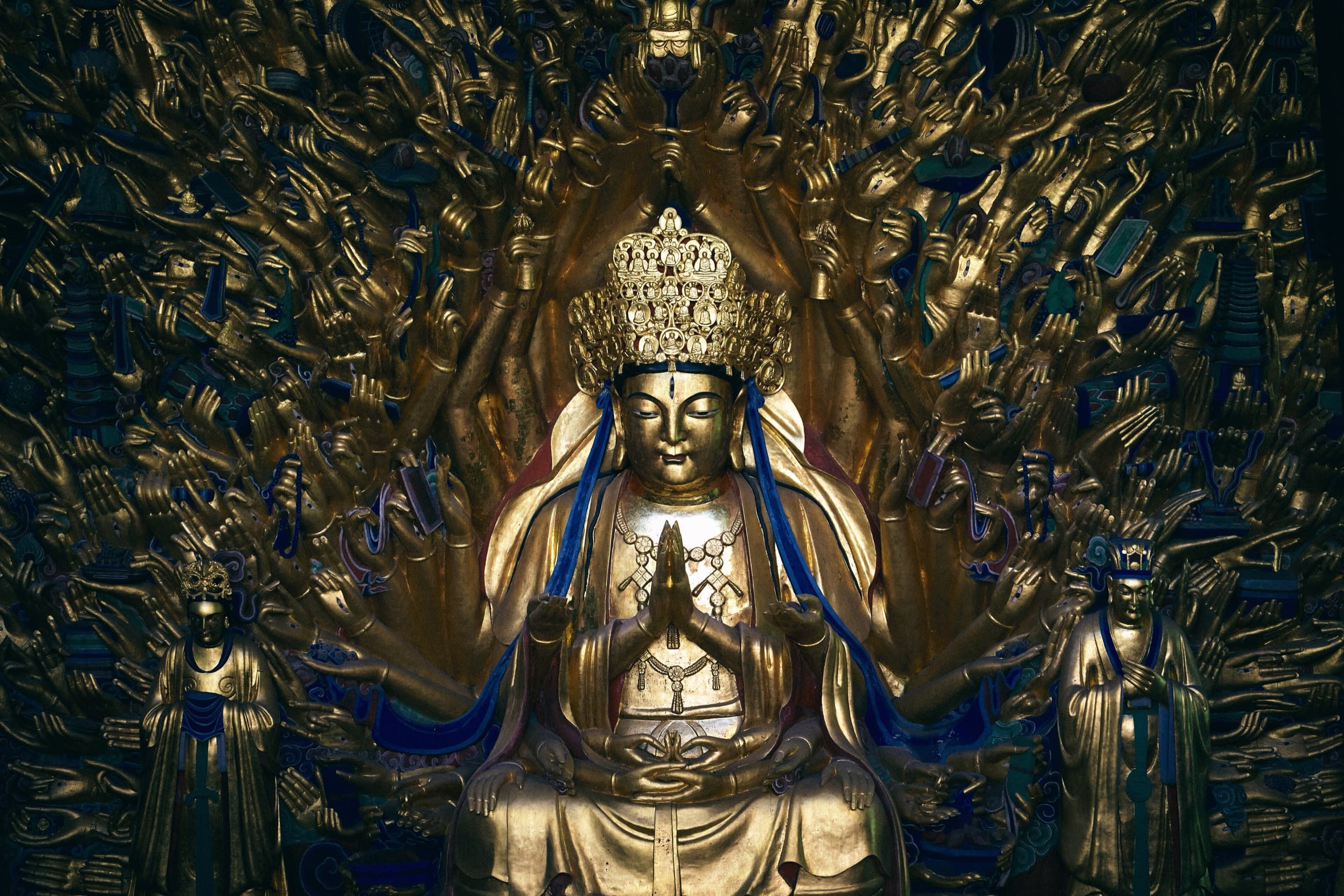 Wide view of the restored Thousand-Hand Guanyin in 2023