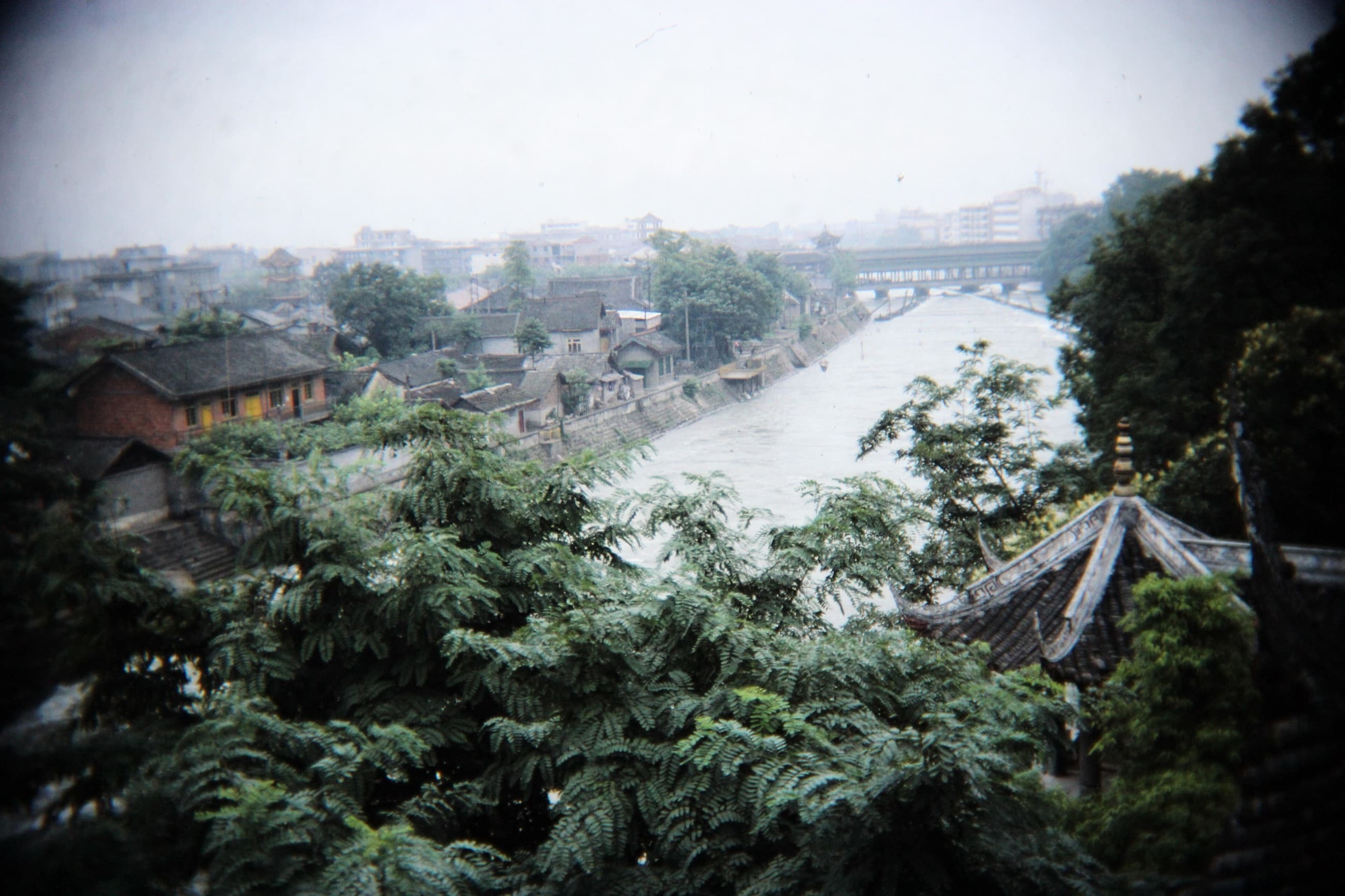 Dujiangyan irrigation works photographed in 1991
