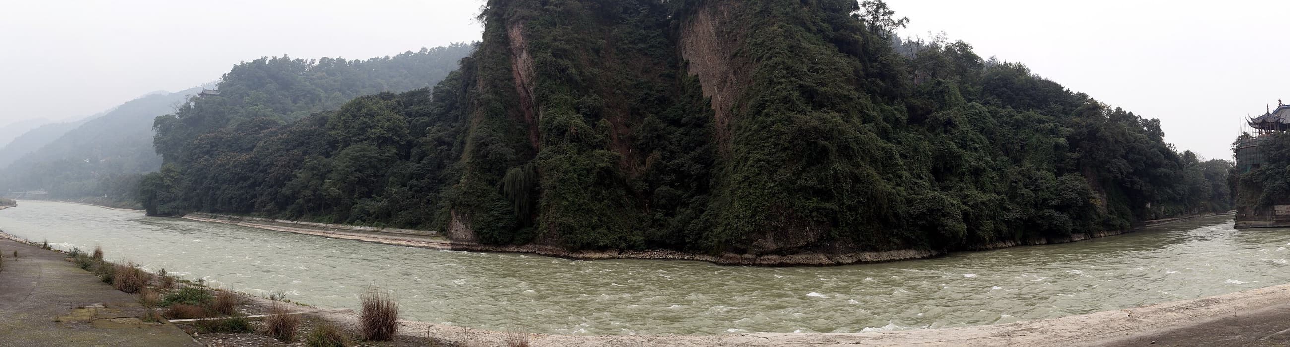 Panorama of the Inner River at Dujiangyan