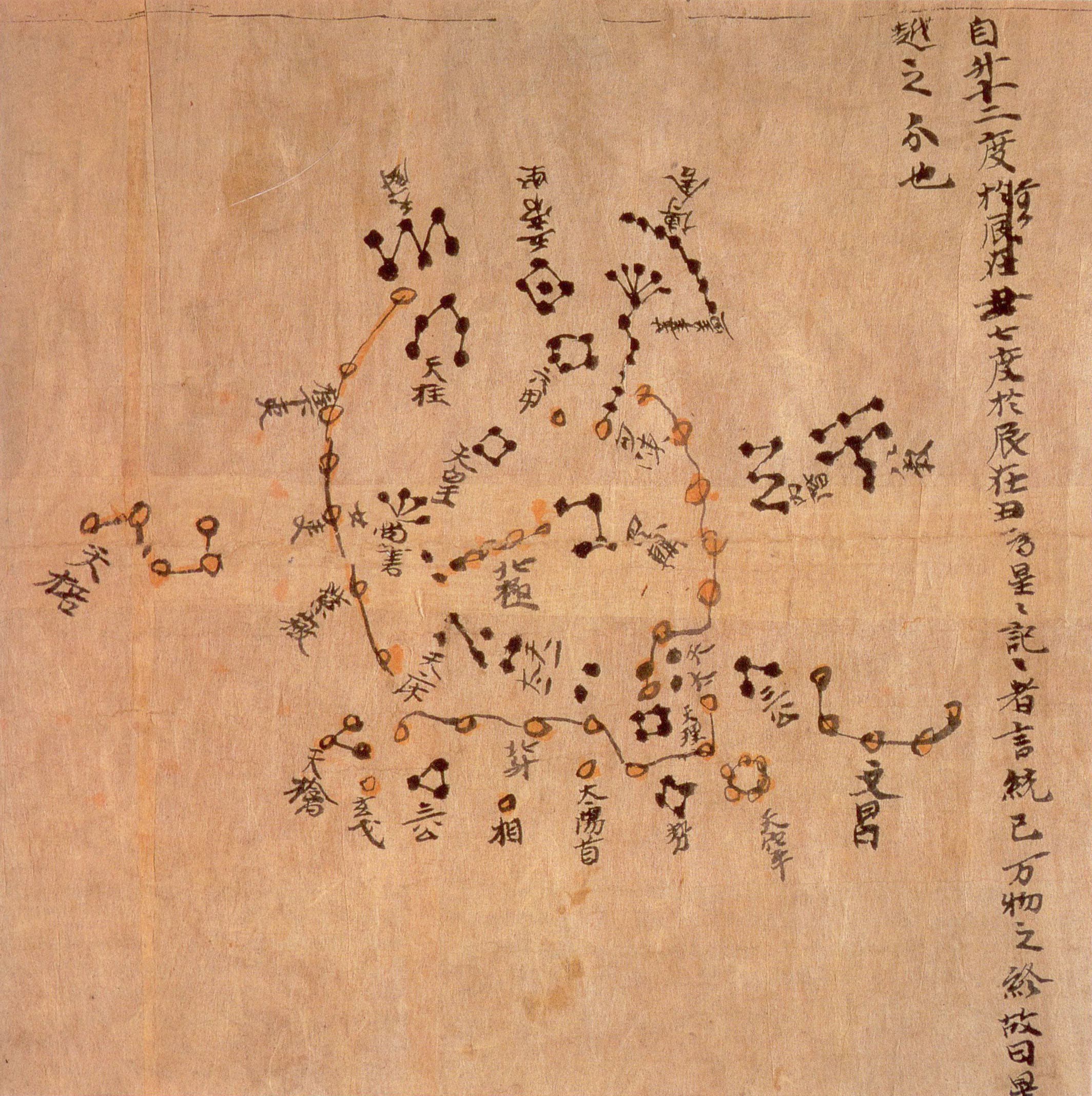 Dunhuang star chart on a manuscript scroll