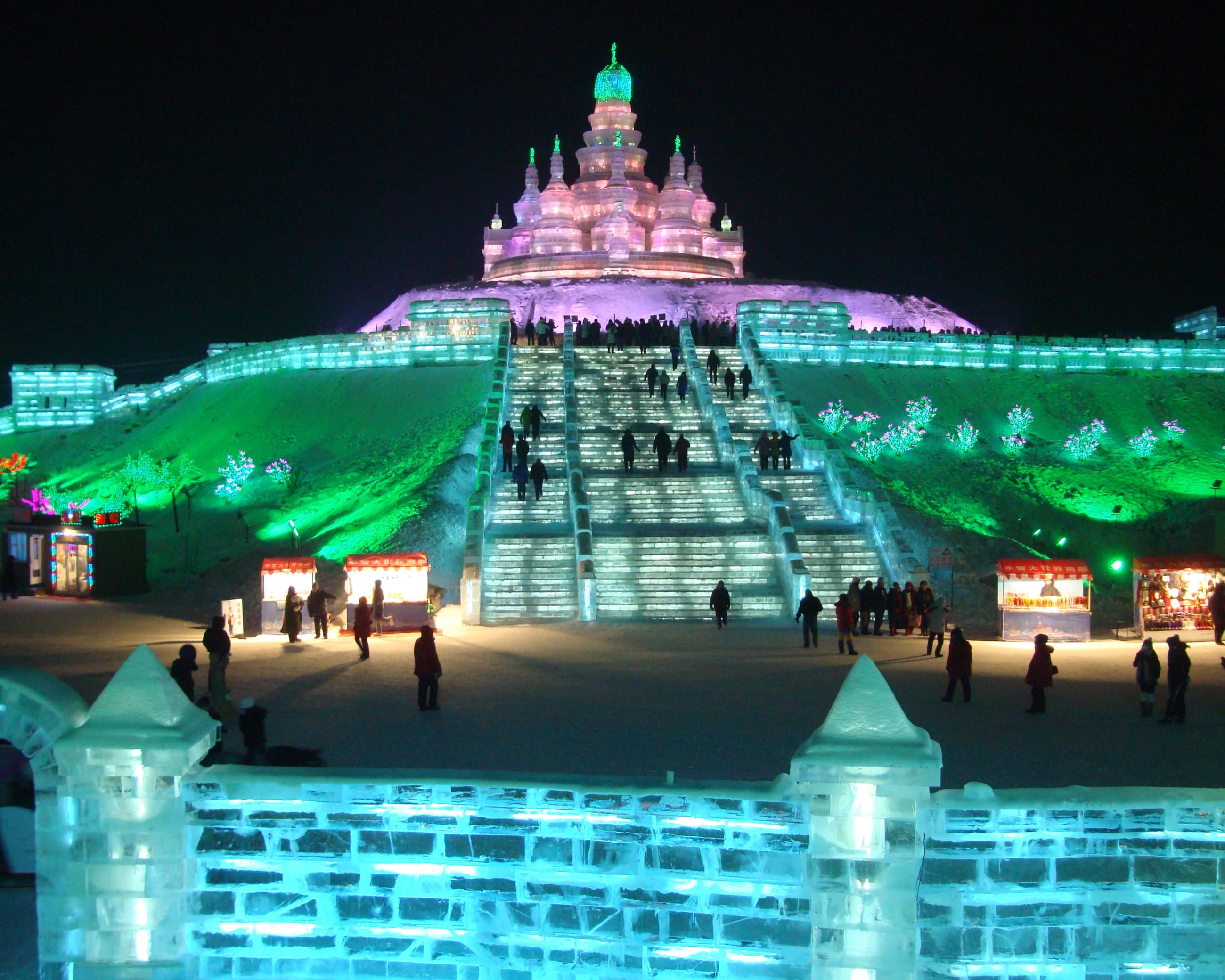 Illuminated ice architecture at Harbin Ice-Snow World in 2010