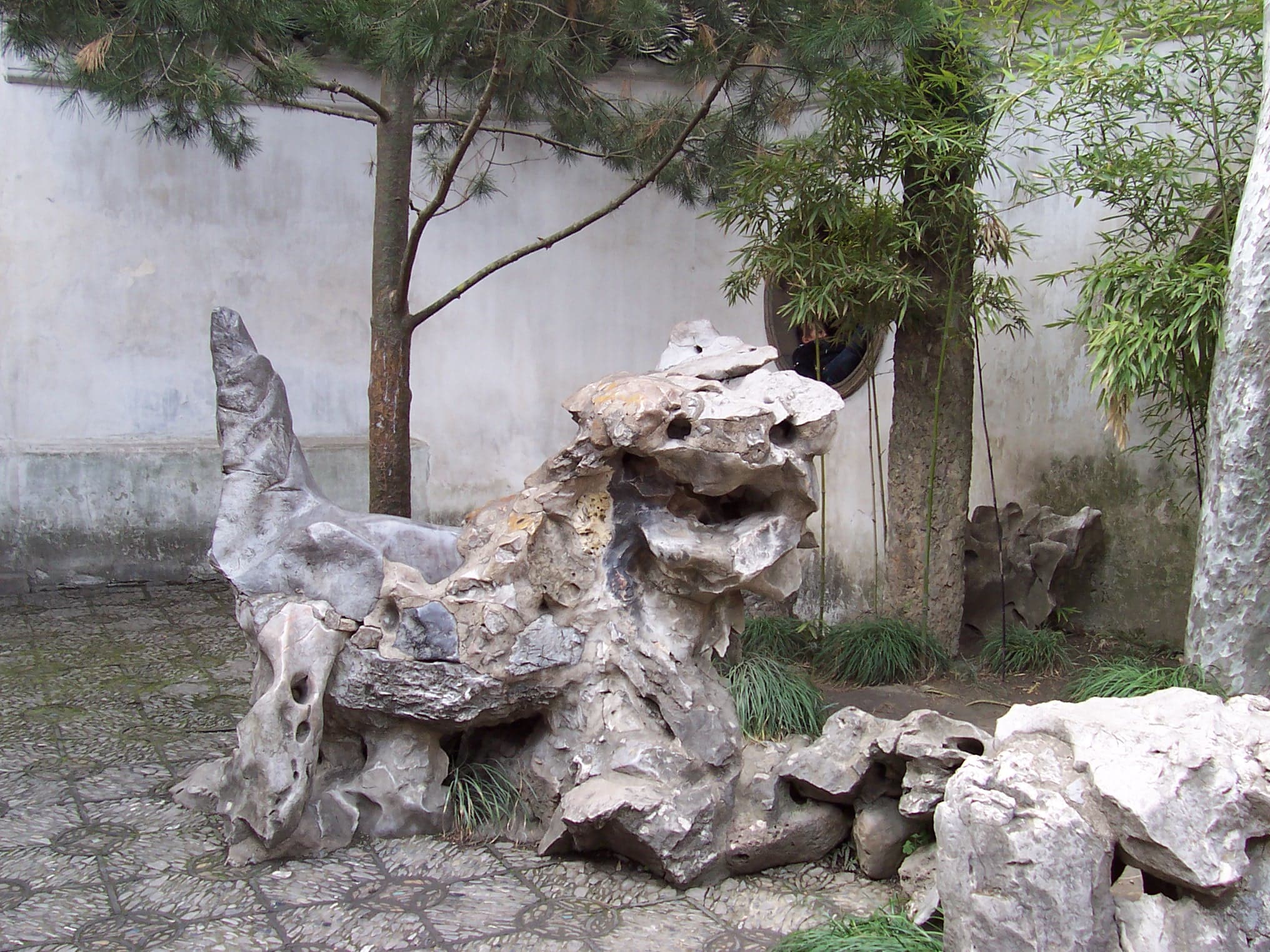 Perforated limestone interpreted as a lion-like form in Lion Grove Garden