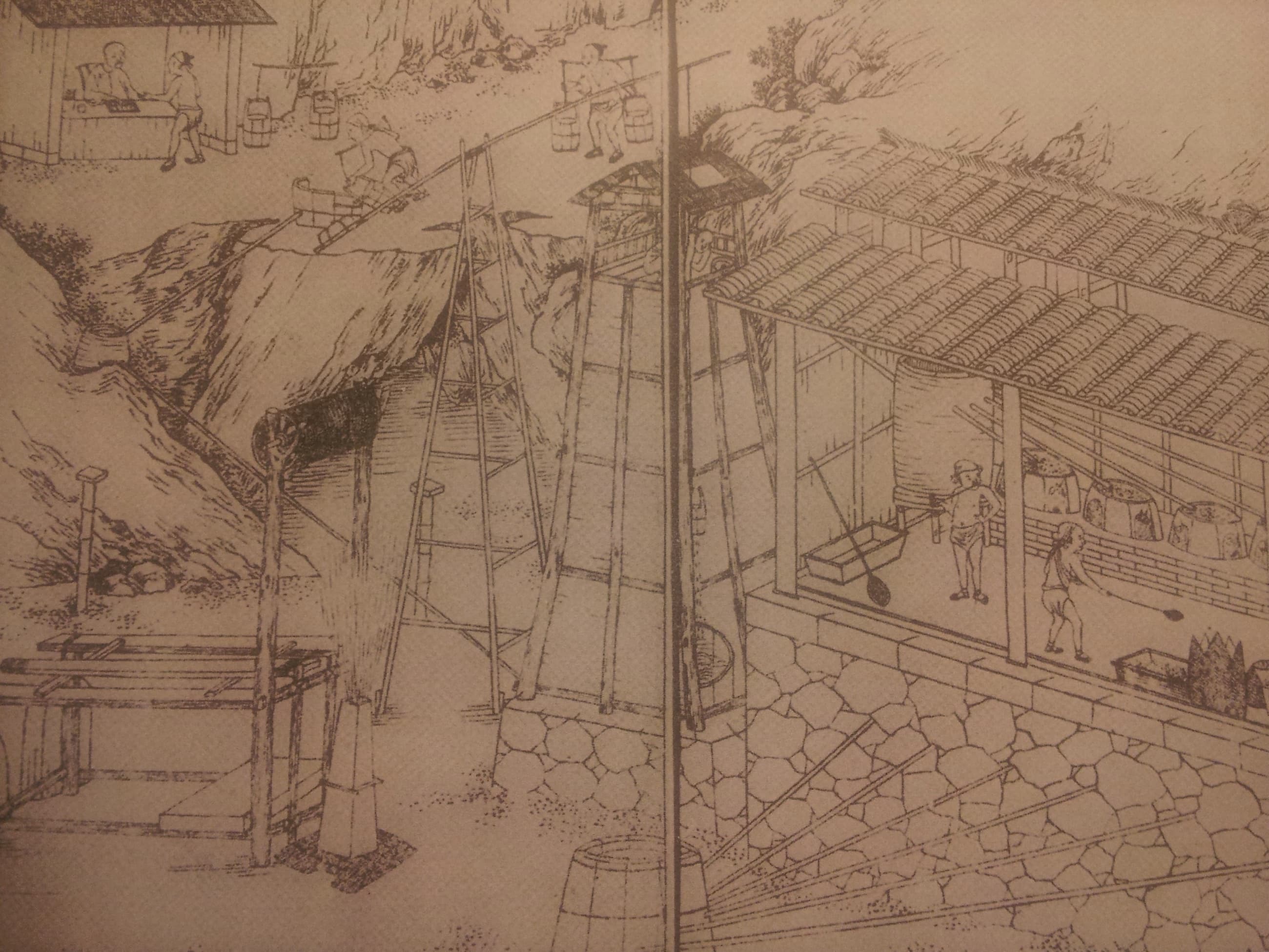 Historical salt-evaporation illustration